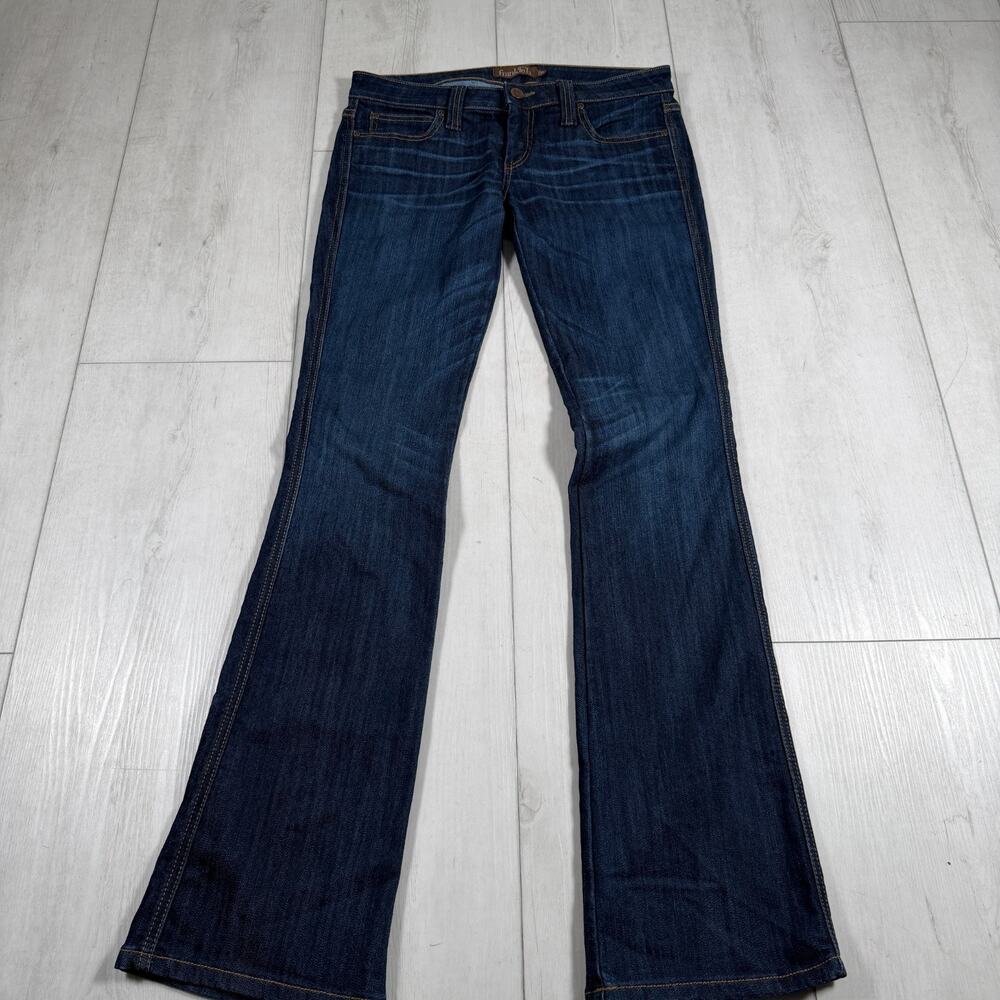 Frankie B Women's 28x33 Jeans Low Rise Y2K Dark Wash Bootcut Denim Blue